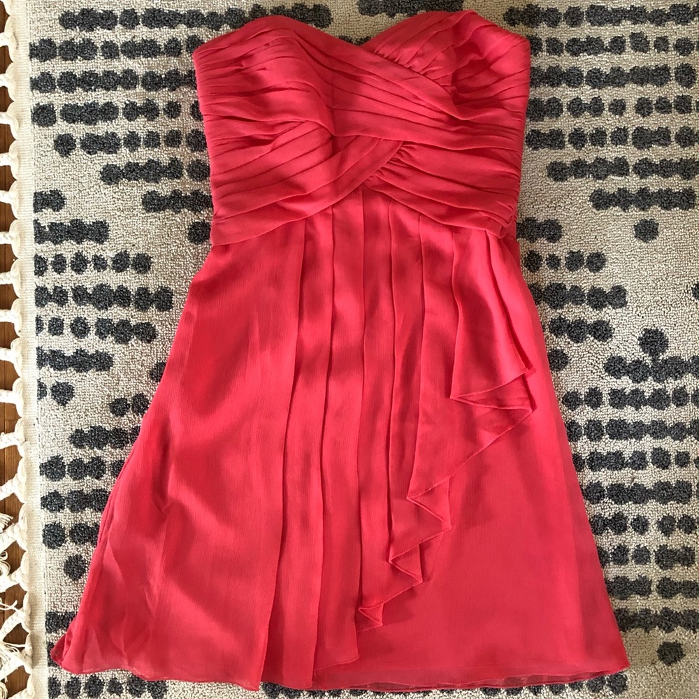 David’s Bridal strapless bridesmaid dress